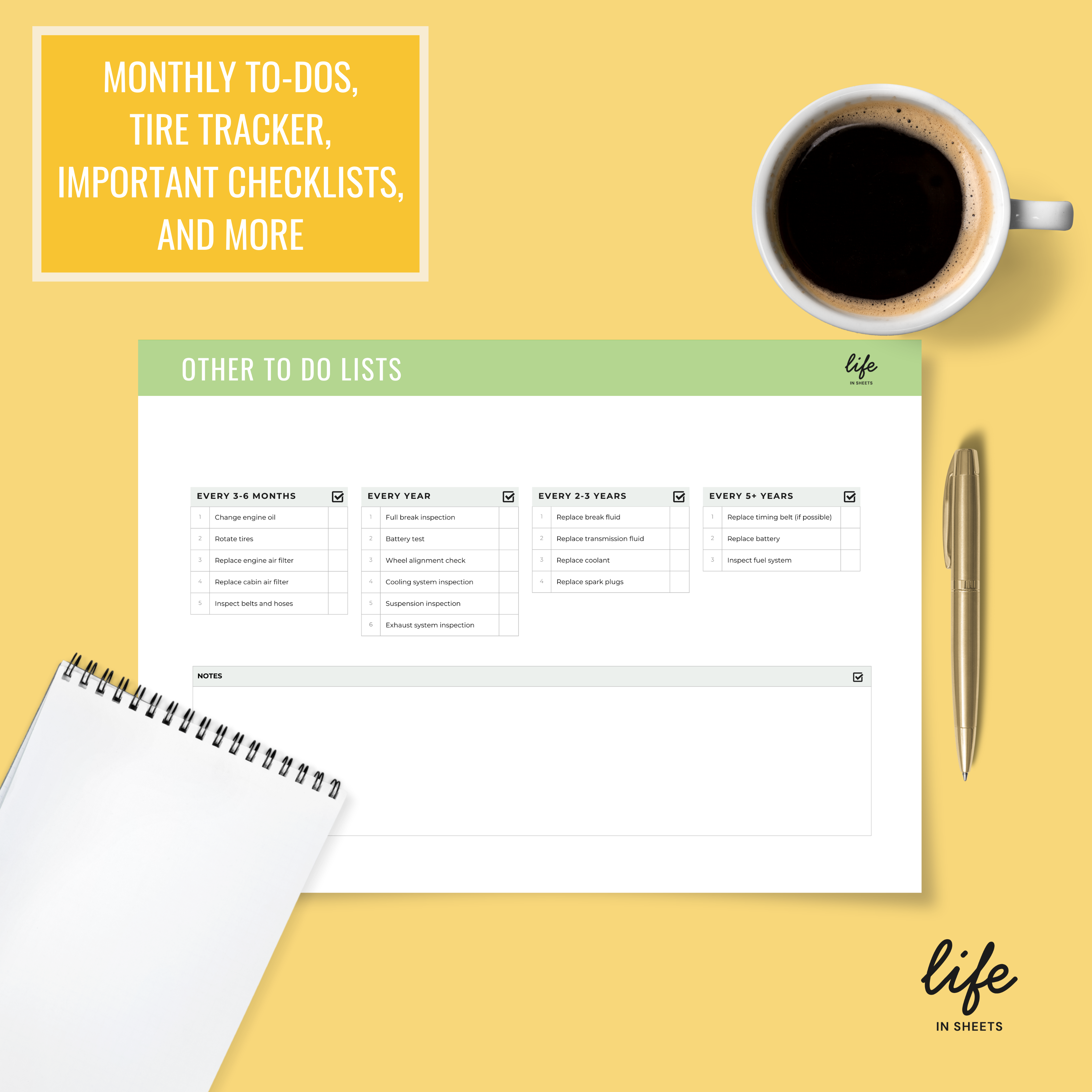 Gas Vehicle Maintenance Planner (Car Service Log & Upkeep Tracker) PDF - Instant Download
