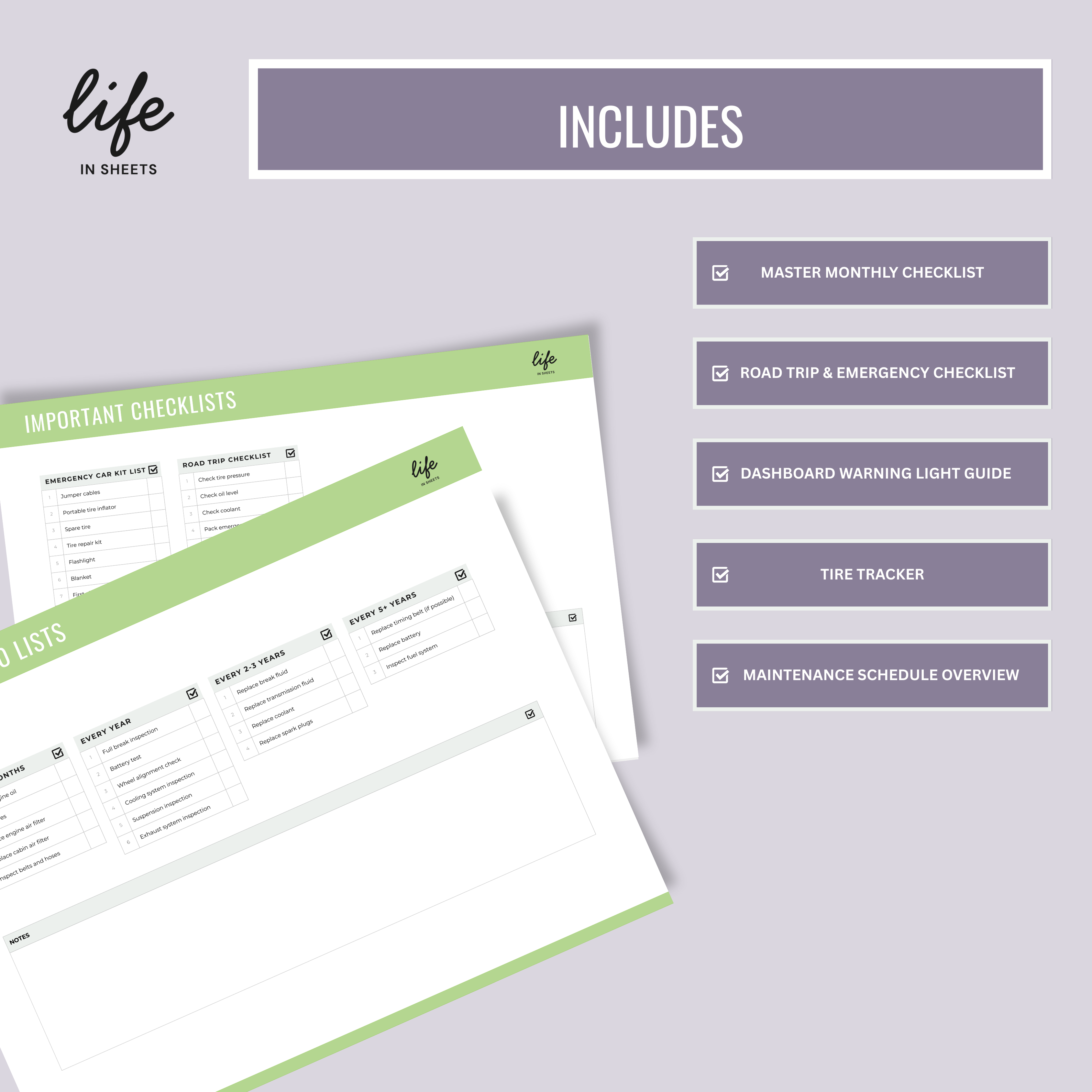 Gas Vehicle Maintenance Planner (Car Service Log & Upkeep Tracker) PDF - Instant Download