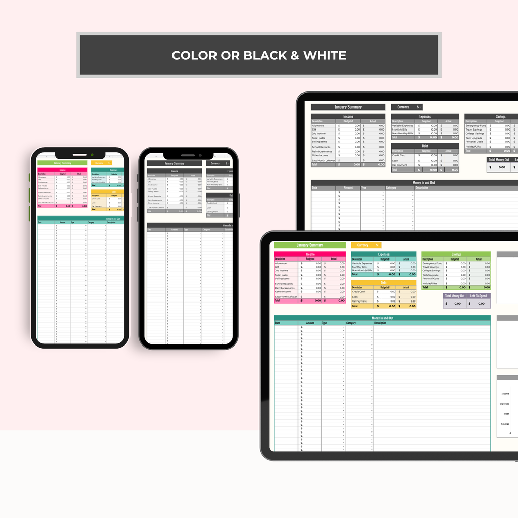 High School Student Annual Budget Sheet