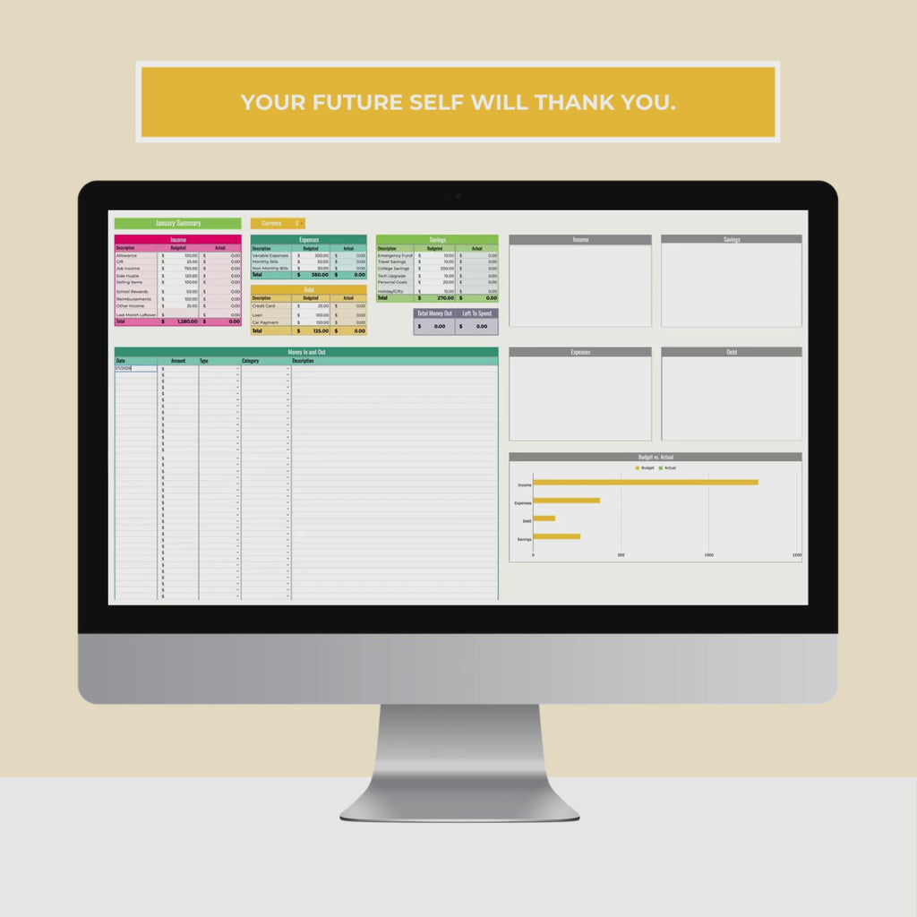College Student Annual Budget Sheet